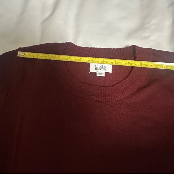 Croft & Barrow Burgundy Sweater with Blue Striped Hem - Picture 5 of 16